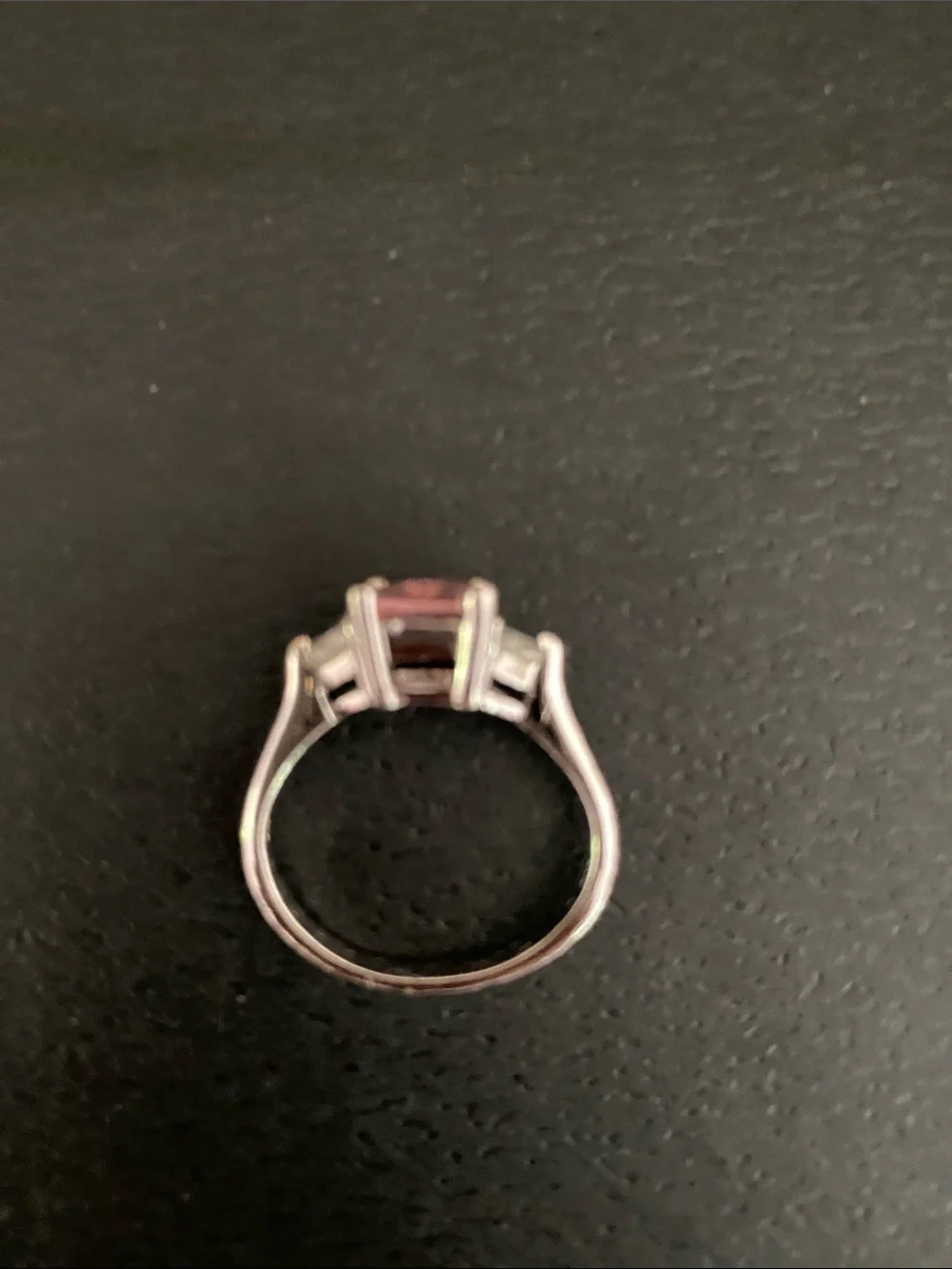 Pink Cushion-Cut Solitaire Ring with Side Accents in 925 Sterling size 7